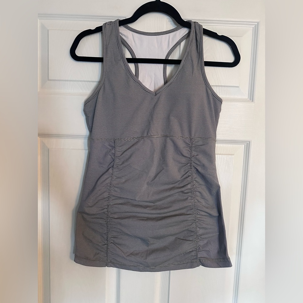 Kyodan Sports Bra Gray Ruched V-Neck Tank Top Sz Medium